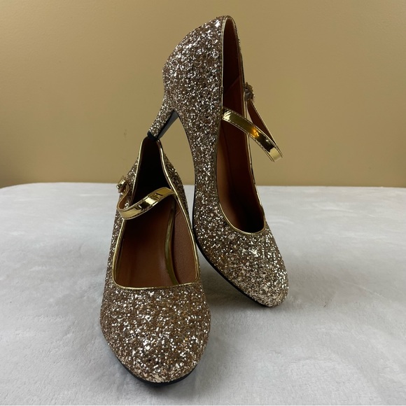 ❤️❤️New in Box - Sparkly Gold Kitten Heel Mary Jane Pumps, Adjustable Buckle - Picture 11 of 11